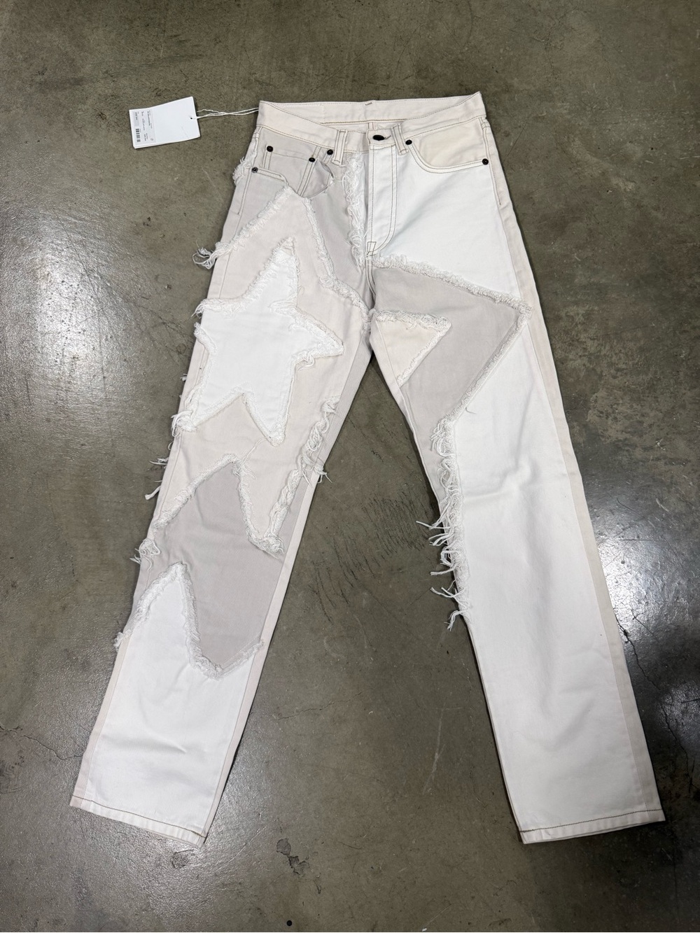 Acne Studios Cream Frayed Hem Denim Shorts